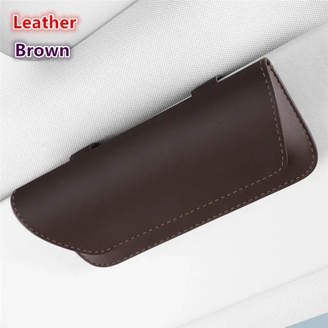 Leather Magnetic Car Visor Sunglasses Holder and Organizer