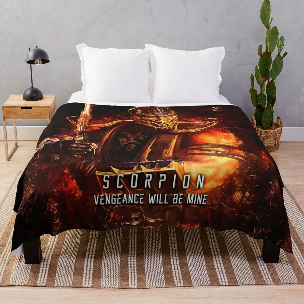 

Mortal Kombat Scorpion Throw Blanket Large Furry halloween Nap Moving Blankets
