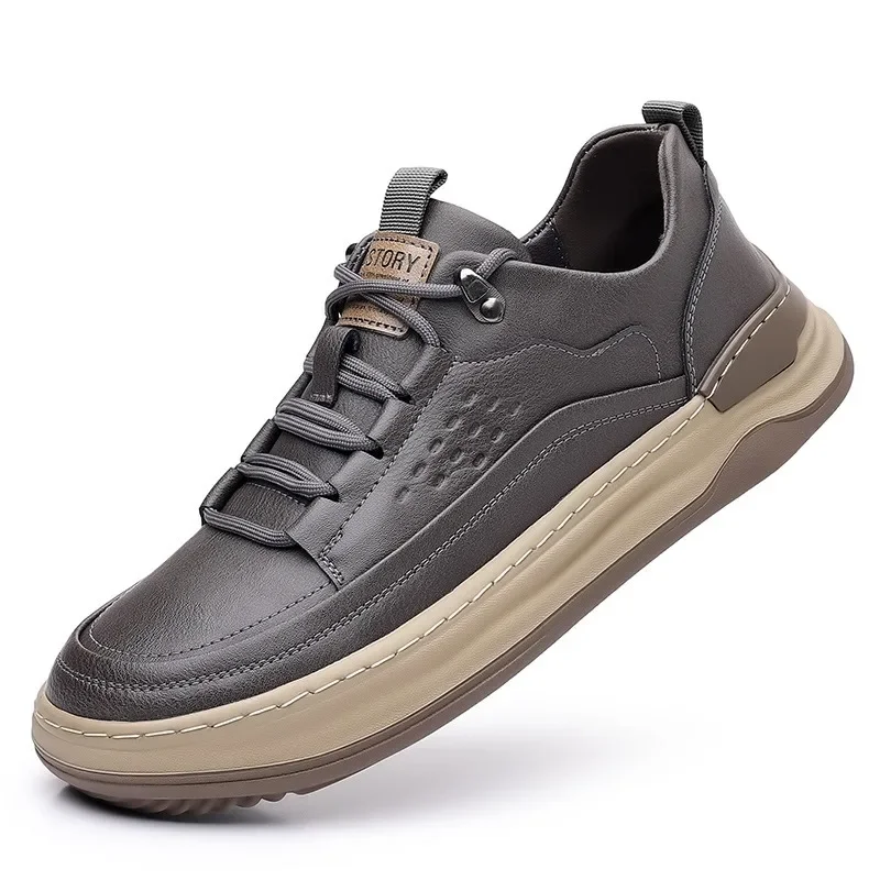 New 2024 Genuine Leather Men Shoes Luxury Sneakers Male Soft Platform Shoes Autumn Winter Man Sport Shoe Footwear Mocassin Homme 6