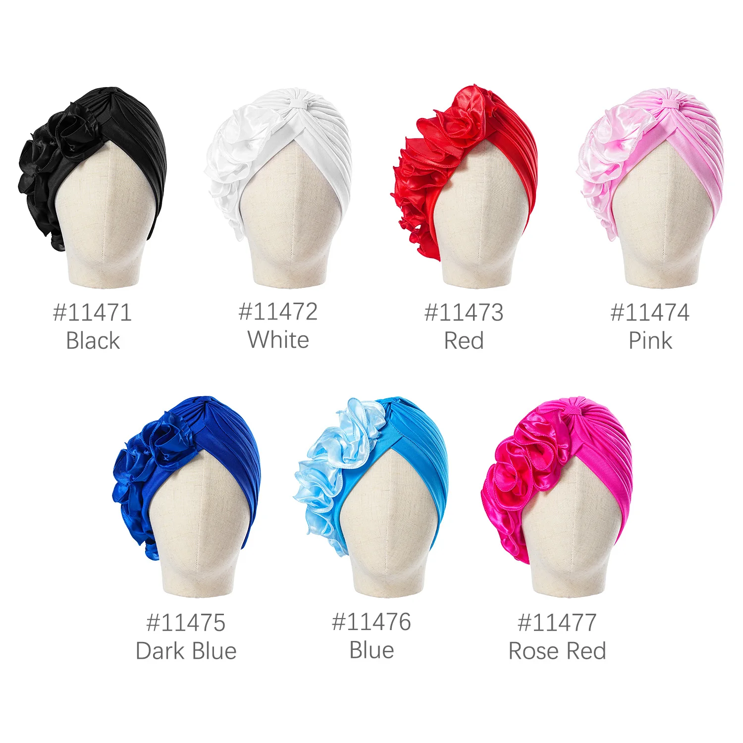 Ladies Big Flower Scarf Hat Balaclavas Bonnet Muslim Hat Chemo Cap Hijabs Headscarf Wedding Party Hat Head Wraps Turbante 3