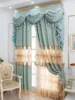 Chenille Cashmere Hollow Out Embroidered Window Screen Green Jacquard Thickened Curtains for Living Room Bedroom French Window 3