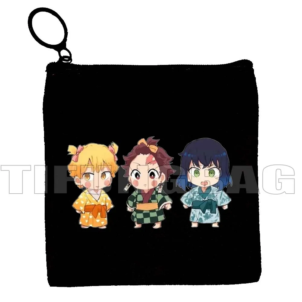 Demon Slayer Anime Kimetsu Kamado Nezuko Girl Inosuke Muichiro Tokito Tangiro Canvas Coin Purse Square Key Card Bag Wallet Pouch coin purse women wallet coin wallet