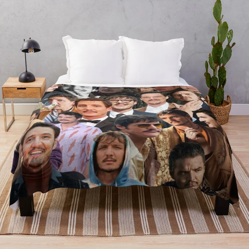 

Pedro Pascal Photo Collage Throw Blanket Quilt Blanket Summer Blanket Sleeping Bag Blanket