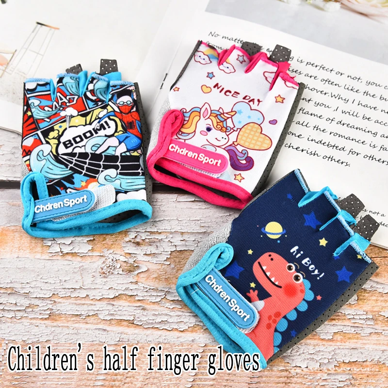 1Pair Children's cycling gloves Half Finger Safe pulley sports non-slip shock absorption wear-resistant handguard gloves 2