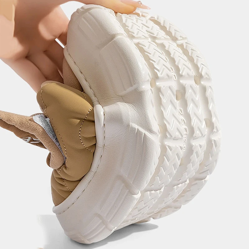 Winter Chunky Platform Cotton Slippers for Women Fashion Hook Loop Thick Plush Home Slides Woman Thick Sole Cotton Padded Shoes