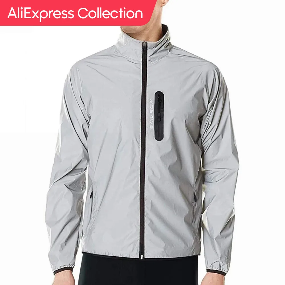 AliExpress 컬렉션 WOSAWE 전체 반사 사이클링 재킷, 겨울 가을 자전거 바람막이 자전거, 부드러운 방풍 방수