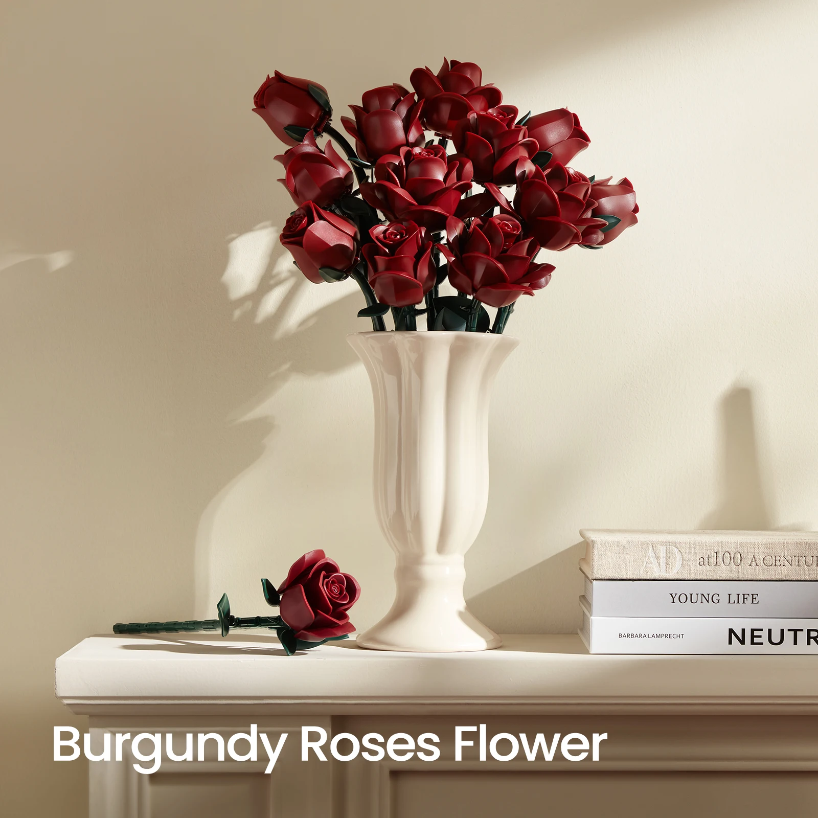 Elegant flower building blocks arrangement displayed as sophisticated home decor