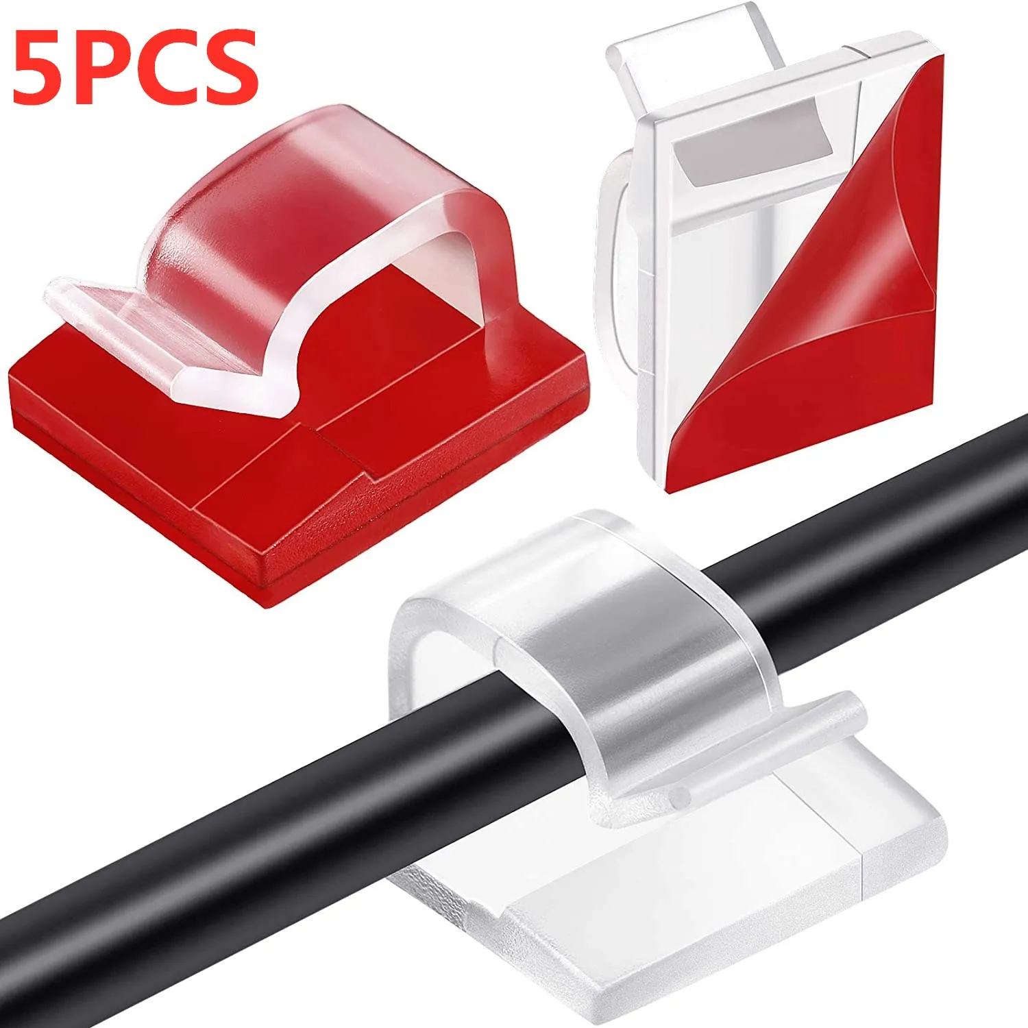 thumbnail image 1 of Organizador de cables adhesivo, soporte para cables, arnés de gestión de cables, abrazadera con clip para PC de casa, cableado de cable USB, administrador de cables de escritorio, 1 of 5
