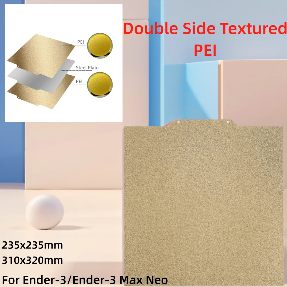 Für Ender-3/Ender-3 Max Neo Bauplatte PEI-Blatt 235 x 235/310 x 320 mm Federstahlblech doppelseitig strukturiertes PEI flexibles Bett