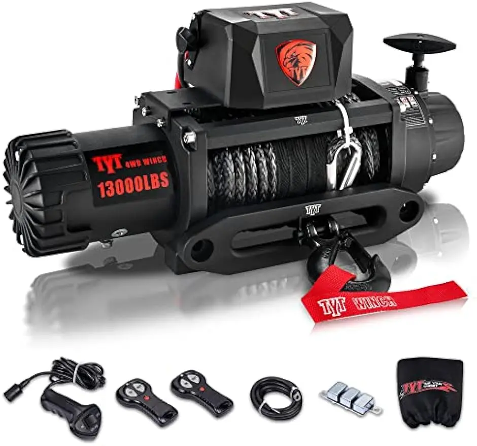 

TYT T1 Series 13000 lb. Advanced Load Capacity Electric Winch with Synthetic Rope, Waterproof IP67 Truck Winch