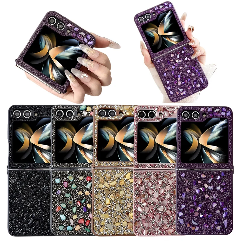 Luxury Pink Sparkling Diamond Popular Folding Phone Case For Samsung Z Flip 3 4 5 6 Ultra thin Full Package Anti drop Phone Case