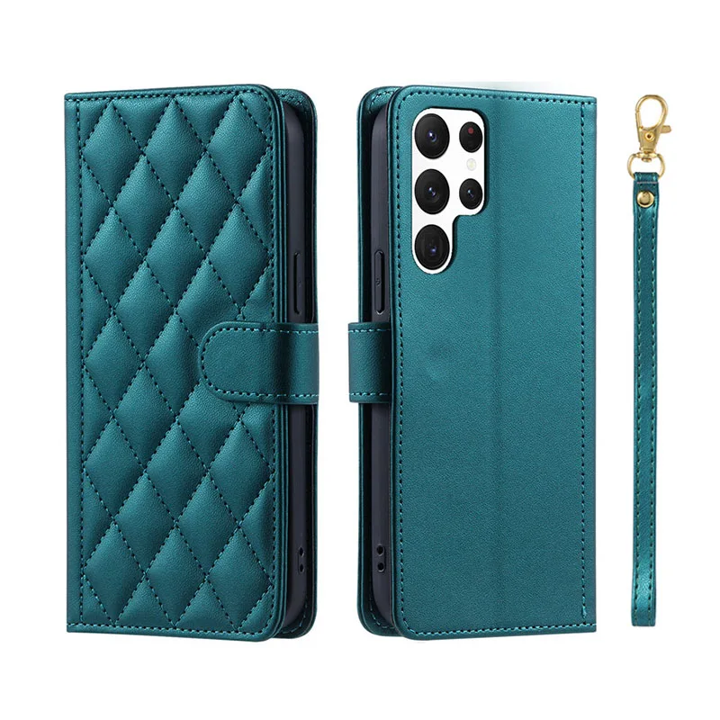 thumbnail image 1 of Funda de cuero a cuadros con tapa tipo billetera para Samsung Galaxy S24 S23 S22 S21 S20 FE S10 Note 20 Ultra 10 Plus 9 8, 1 of 5