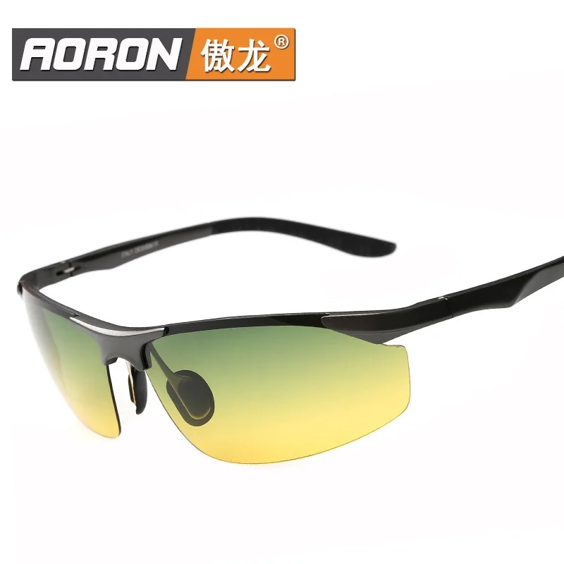 

Dual purpose polarizing night vision glasses aluminum magnesium half frame fashion sunglasses men's driving glasses 8179