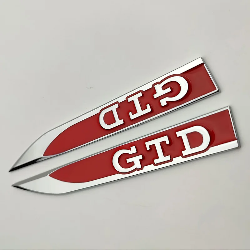 3D 금속 로고 GTD 엠블럼 데칼 자동차 펜더 배지 스티커, 폭스바겐 VW 골프 5 6 7 MK5 MK6 MK7 GTD 스티커 액세서리, 2 개