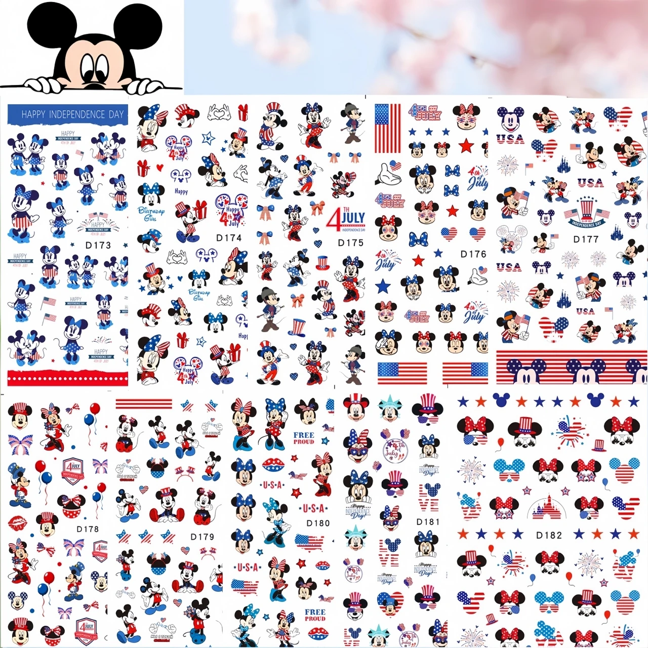 

New Disney Stickers For Nails Mickey Sticker Press On Nails Nail Art Decoration 3D Cartoon Animation Nails Products For Manicure
