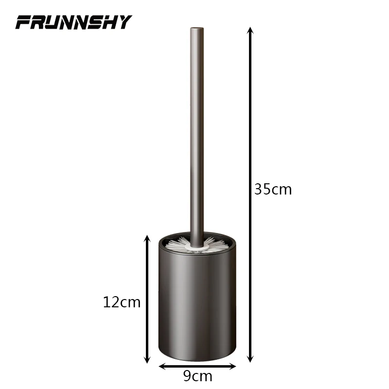 Toilet Brush Holder Bathroom Toilet Brush Holder Cleaning Tools Space Aluminum Wall Mounted No Drill Durable Vertical Toilet Brush Black Accessories