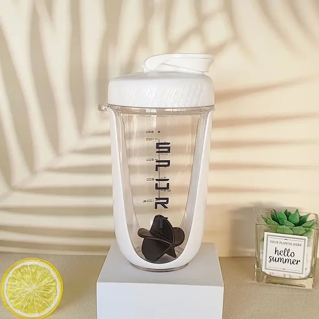 600ML Shaker Bottle with Plastic Whisk Ball BPA Free Plastic Protein Shakes Leakproof for Powder Workout Gym Sport 4