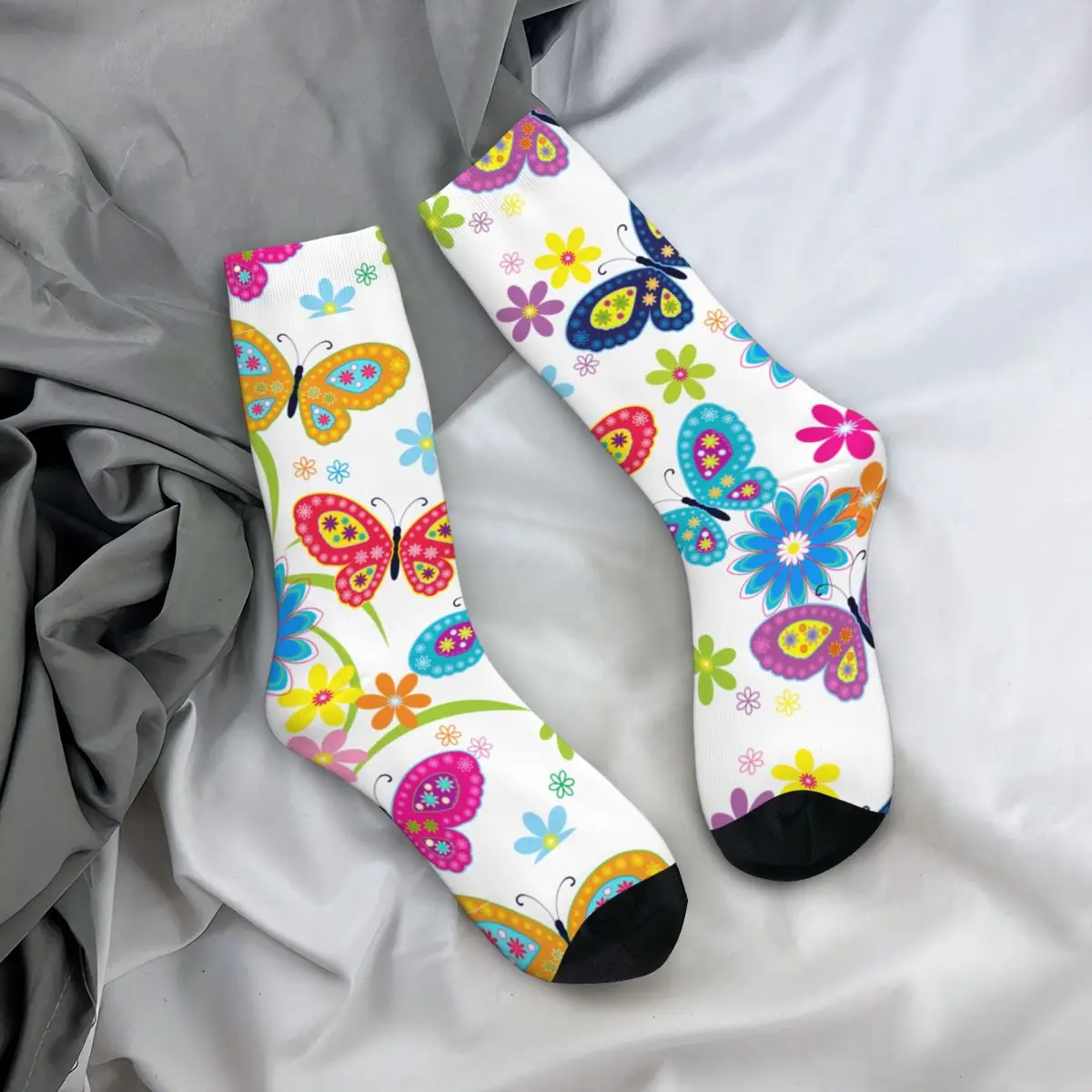 

New Men's Socks Novelty Butterfly Pattern Sock Colorful Butterflies Graphic Women's Socks Spring Summer Autumn Winter