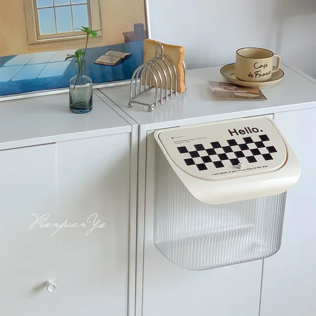 A Háztartási Konyha Flip Tartályát Szekrény Ajtajával Fedő Sakkérővel Ellátott Konyhai Hulladéktároló Vödörrel - Image 3