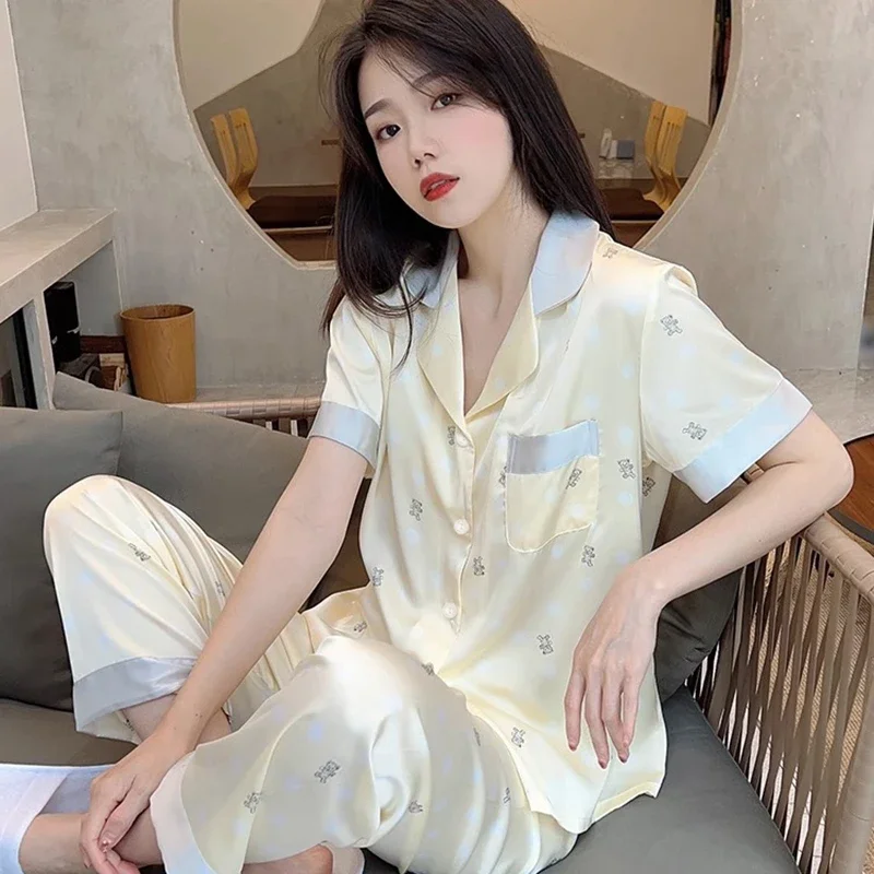 لطيف Kawaii الدب الصغير المرأة منامة الفرنسية Y2k...