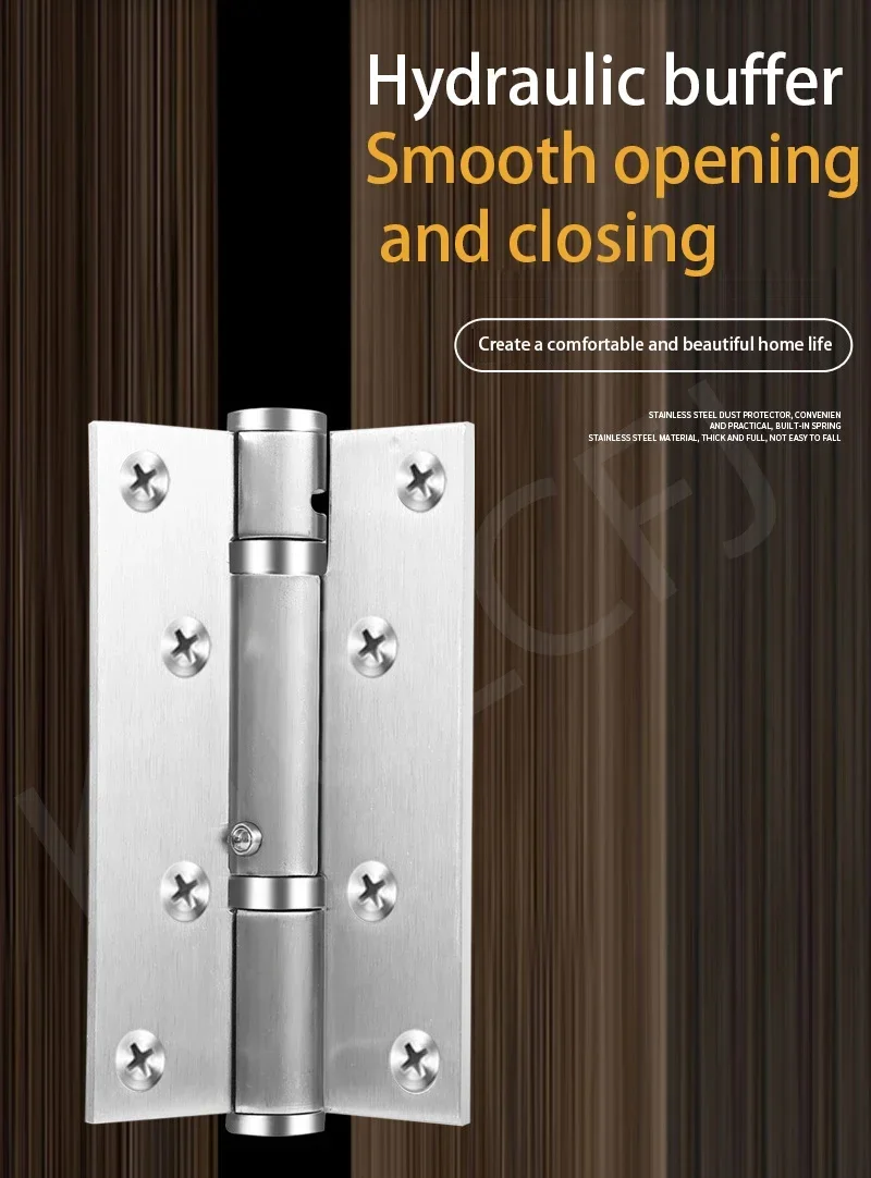 Description Picture 4 of item4 "5" 304 Stainless Steel Spring Hinge Hydraulic Buffer Invisible Door Damping Hinge Automatic Door Closing Rebound Door Closer