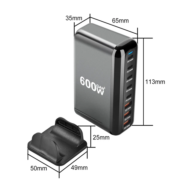 600W GaN Fast Charger (8‑port, USB‑C/USB‑A) 6