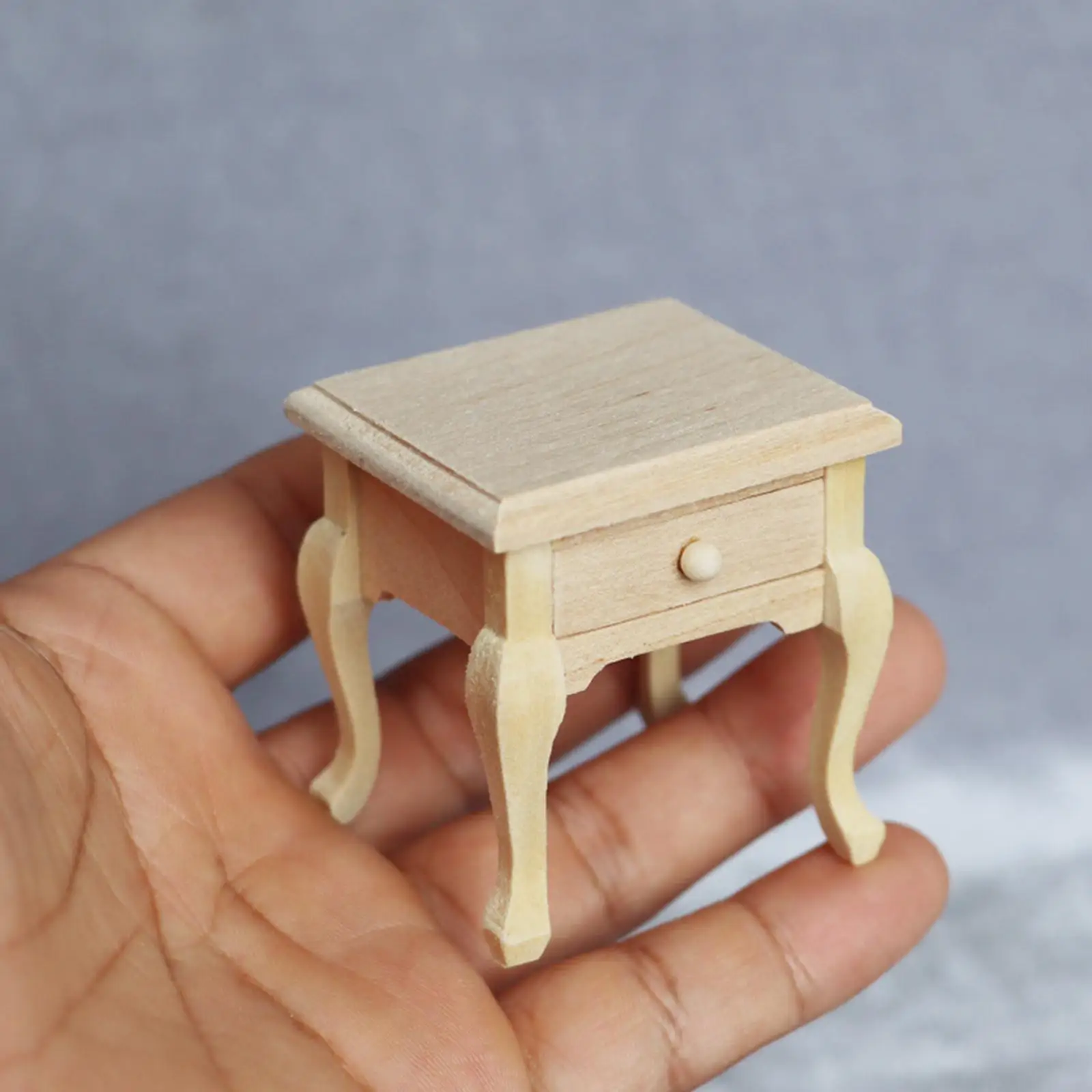 

Wooden Miniature Dollhouse Nightstand for 1/12 Scale Bedroom Decor