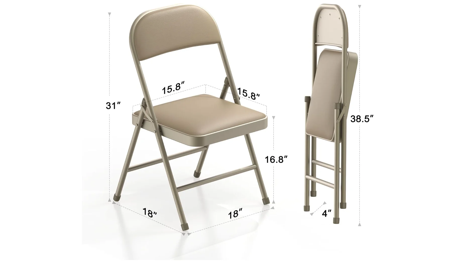2 Pack Folding Chairs Padded Cushion Back Metal Chairs Home Office Indoor Outdoor Event