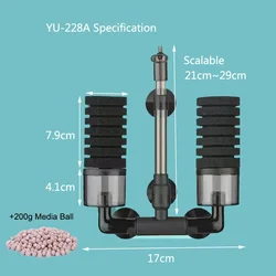 Enhanced Aquarium Bio-Filter with Air Pump Skimmer and Sponge Filtration System (YU-228 with balls)