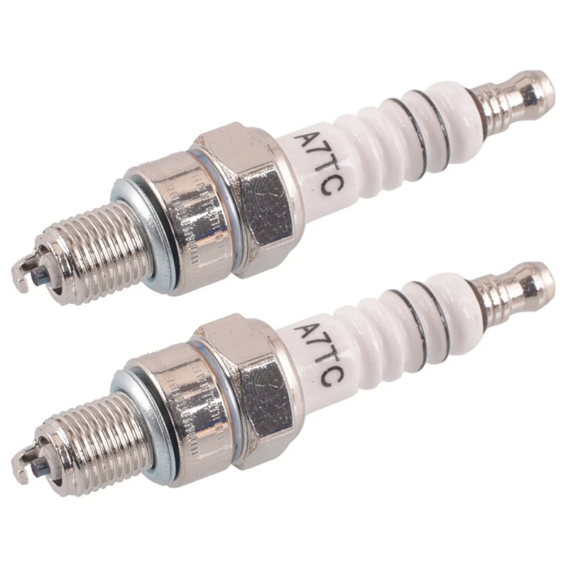 2Pcs 금속 점화 플러그 A7TC 10mm 먼지 자전거 Moped GY6 50cc-150cc 스쿠터에 적합