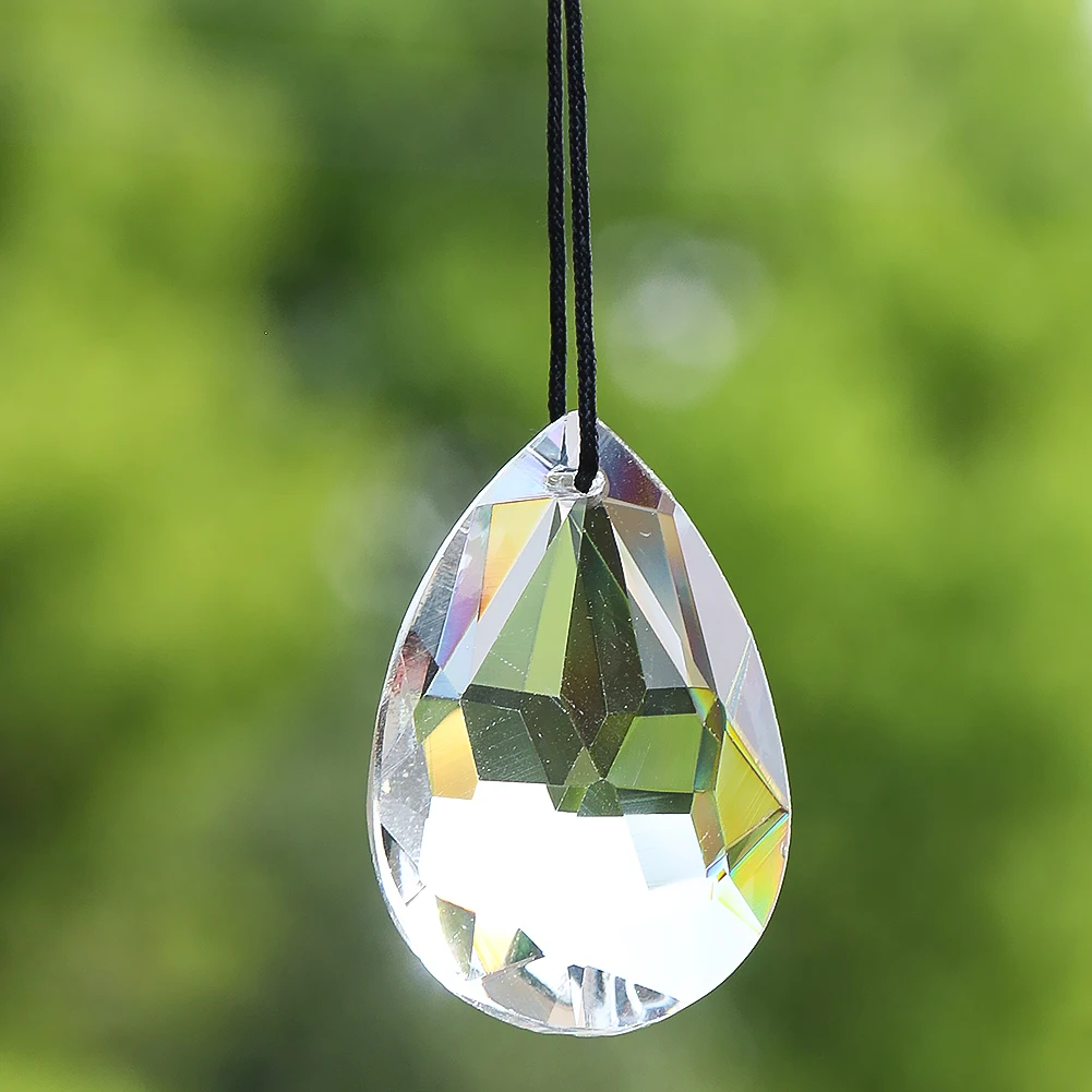 2PCS Clear Water Drop Prism DIY Chandelier Crystal Light Accessory Faceted Transparent Glass Hang Ornament Suncatcher Pendant