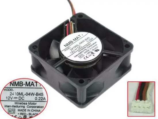 

NMB-MAT 2410ML-04W-B45 DC 12V 0.22A 60x60x25 мм 4-проводной вентилятор охлаждения сервера