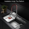 Large Size Nanometer Cup Rinser Kitchen Single Sinks 304 Stainless Steel 4mm Panel Handmade Sinks Waterfall Faucet Kitchen Sinks 3