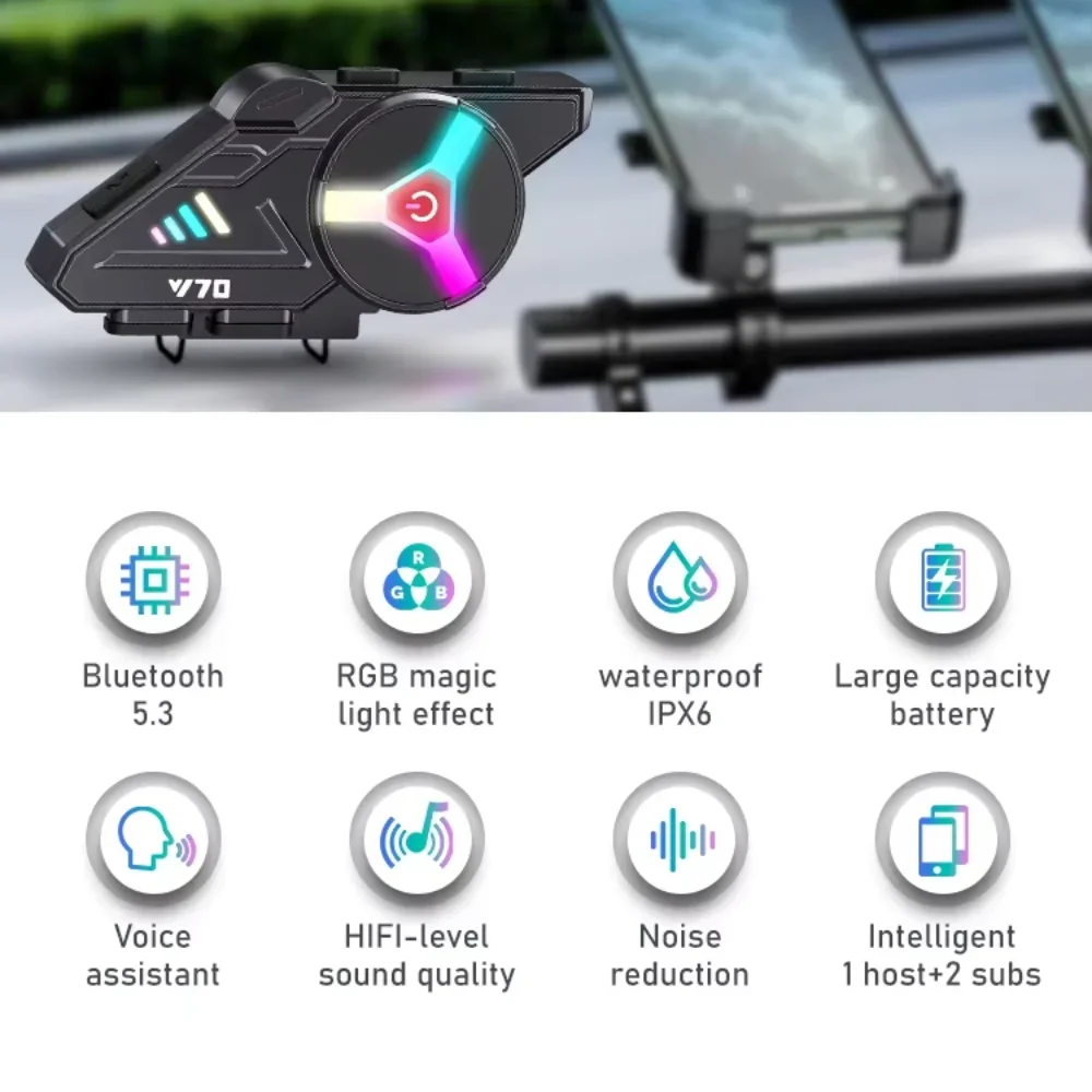 Y70 Motorcycle Bluetooth Helmet Headset IPX6 Waterproof
