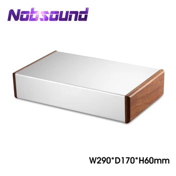 Nobsound 알루미늄 섀시 앰프 케이스, 목재 사이드 패널 박스, 미니 인클로저, DIY 하우스, W290 mm × D170 mm × H60 mm
