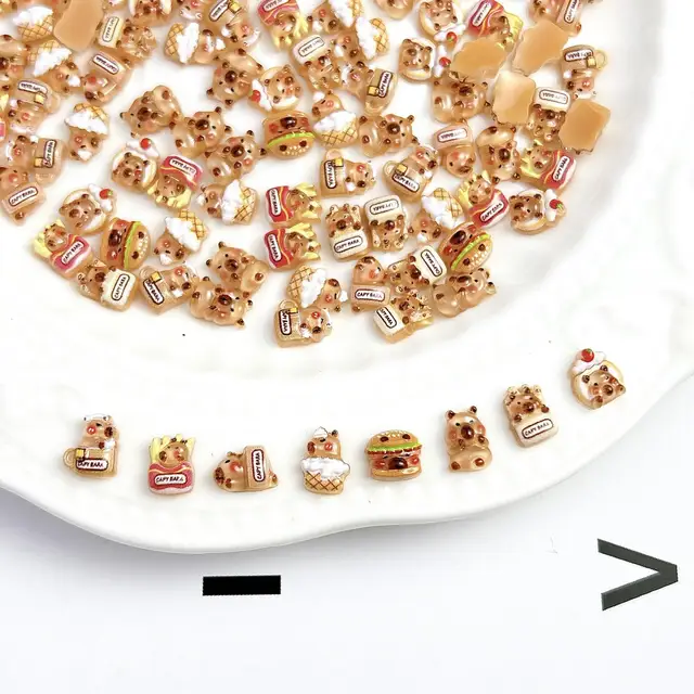 50pcs Resin Cartoon Cute Hamster Series Nail Charms Creative