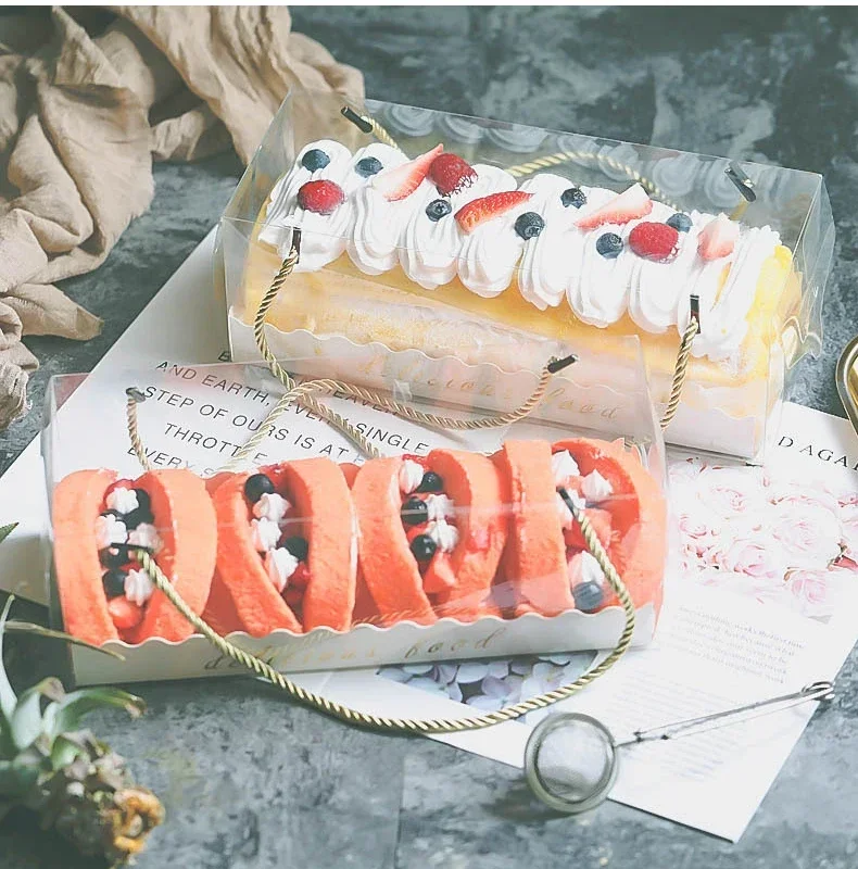 1PCS Transparent Cake Box with Handle, Clear Plastic Portable Cupcake, Swiss Roll, Dess... - SKU TCBH1800 - UGI Packaging