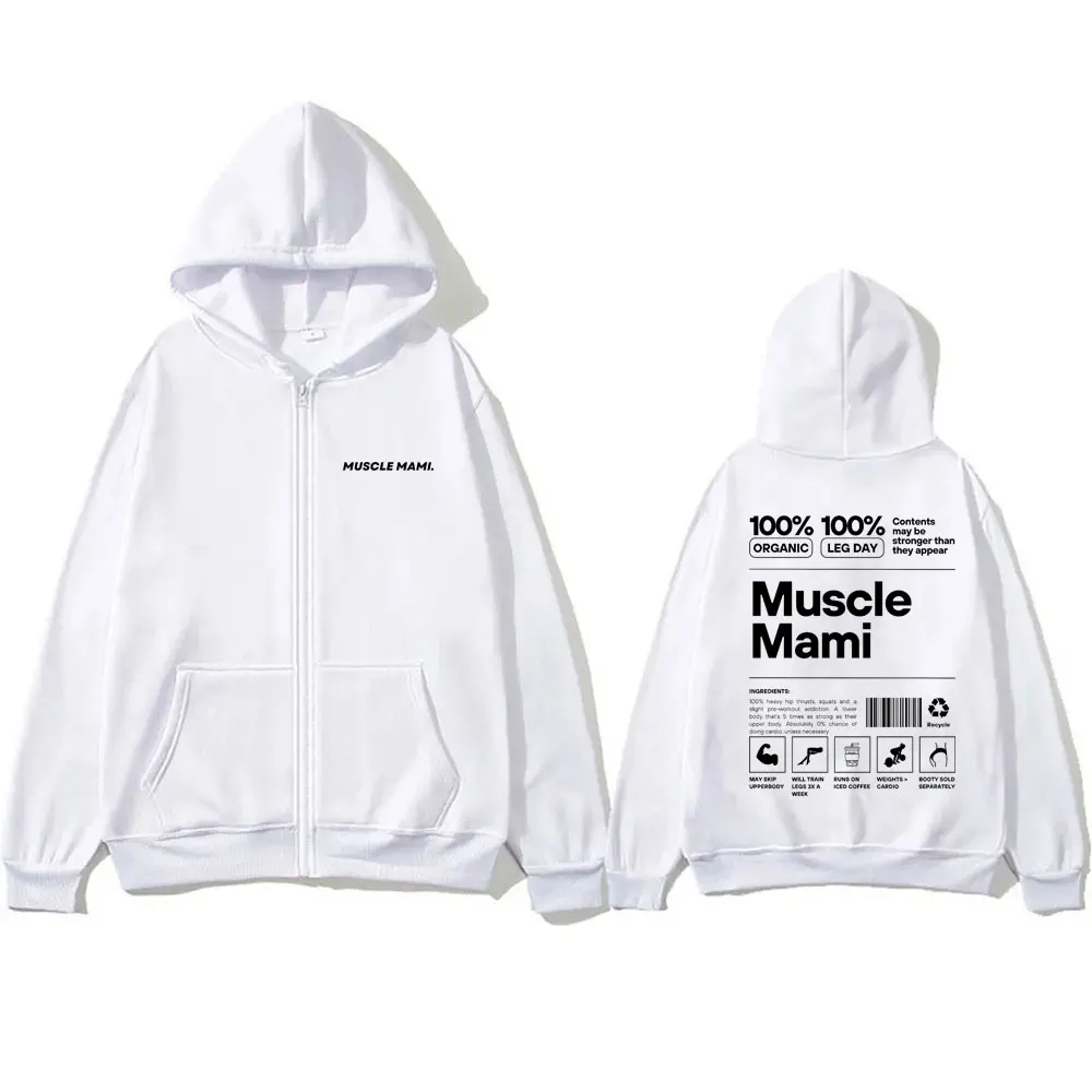 Muscle Mimi Gym Pump Cover Graphic Print Zipper Hoodie Men Women Funny Fitness Weightlifting Workout Art Aesthetic Zip Up Jacket