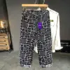 Spring & Autumn Street Wear Men Plaid Patchworks Baggy Pants Ripped Wash Denim Trousers Male 5