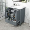 30" Bathroom Vanity with Sink Combo, Multi-functional Bathroom Cabinet with Doors and Drawer, Solid Frame and MDF Board, Blue 2