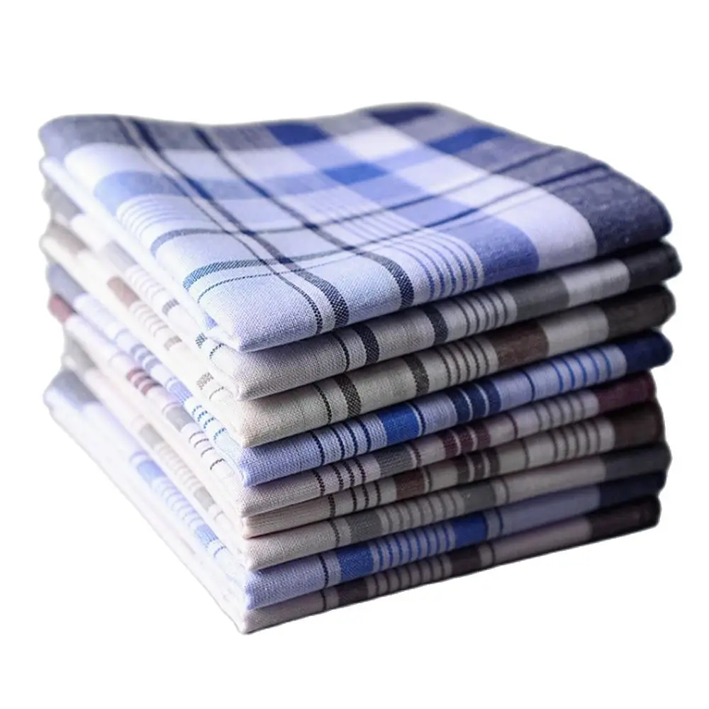 20Pcs/lot SHSEJA Classic Vintage Plaid Stripe Handkerchief Hanky Men Pocket Squares 100% Cotton Business Casual Chest Towel