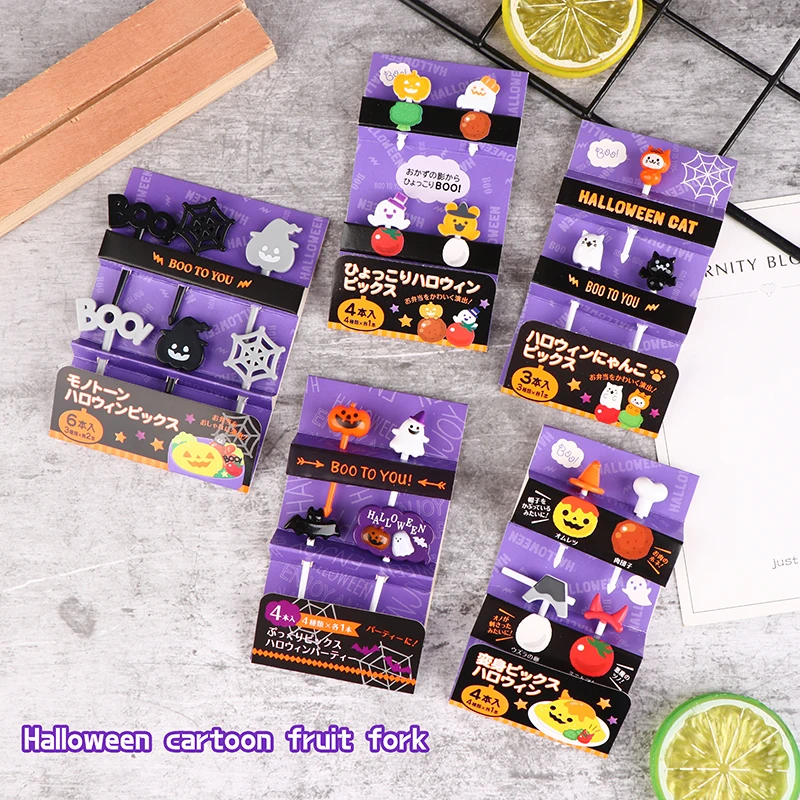 

1Pack Halloween Cocktail Picks Fruit Fork Creative Fashion Childrens Holiday Fruit Fork Set Cake Stick Desserts Forks