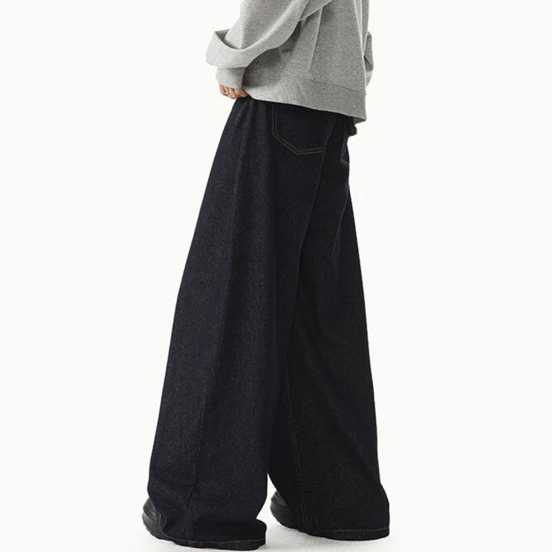 FEWQ Korean Style Men's Denim Pants Solid Color Straight Casual Trousers Wide Leg Loose Male Jeans Menswear Spring 2025 24K1200 6