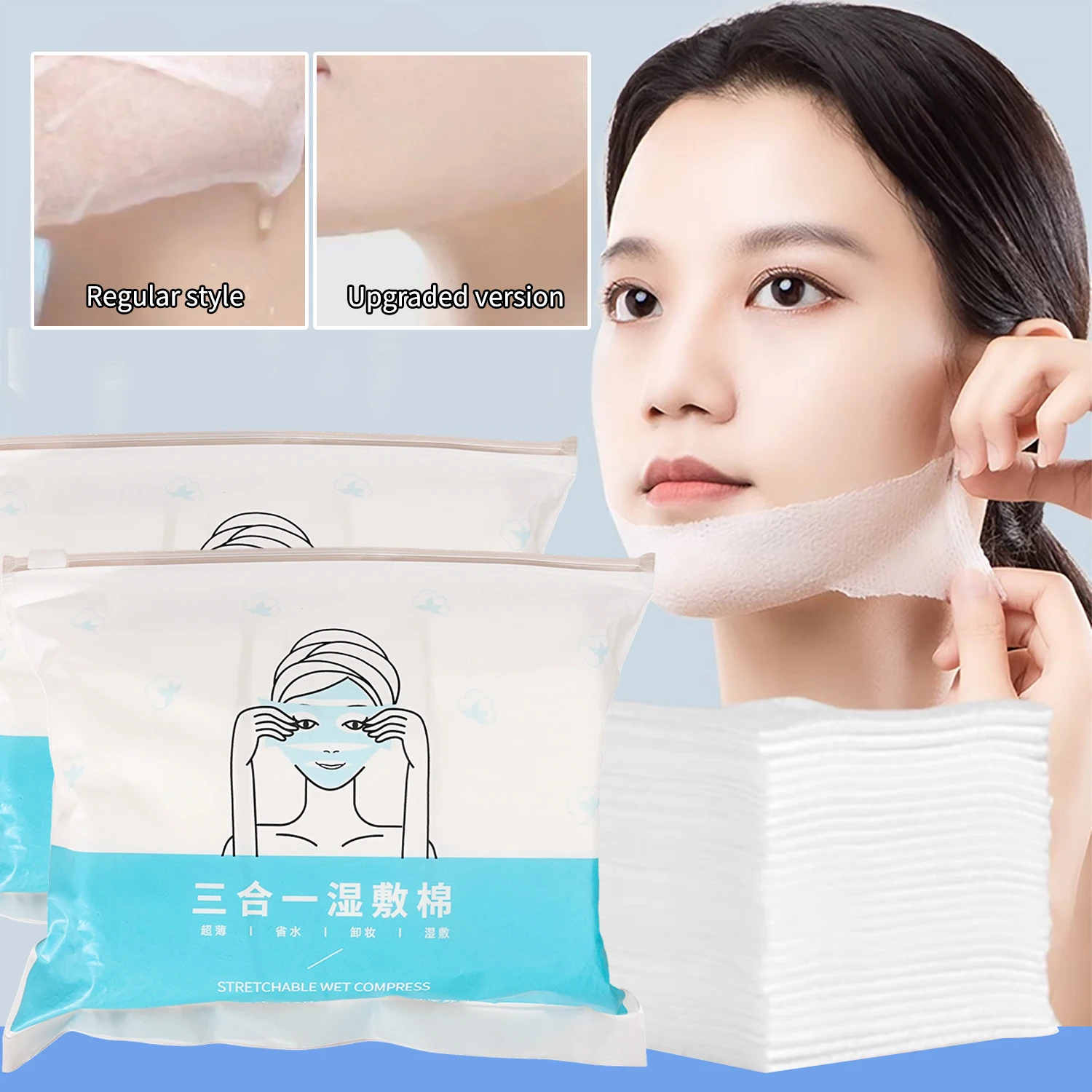 Recycled Fiber Wet Compress Cotton Pads for Makeup and Face Care