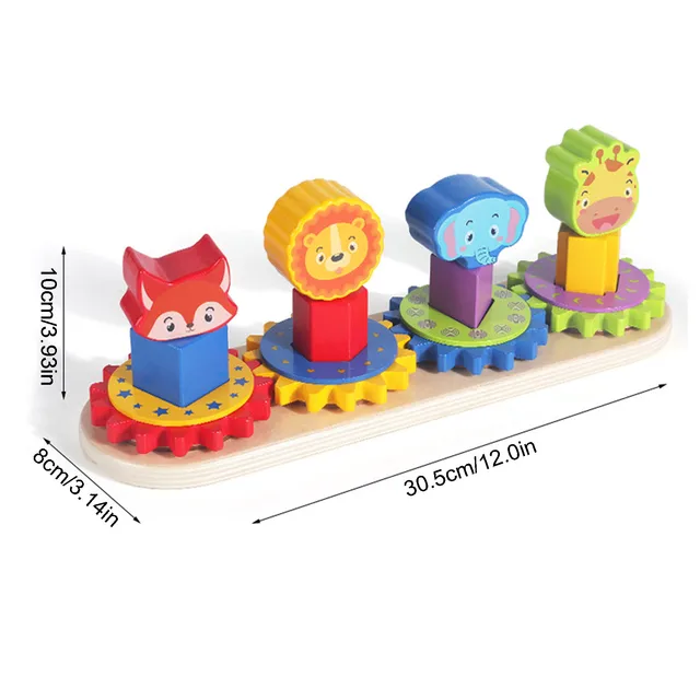 Wood Gear Toys Wood Stacking Toys Gear Shape Sorting And Color Recognition Toddler Toys For Boys Girls Learning Colors 6