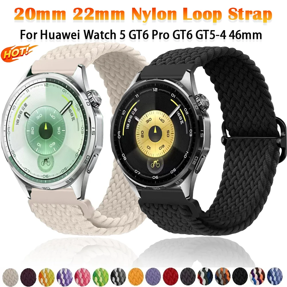 Nylon Braided Adjustable Loop Strap, 20/22mm Elastic Bracelet