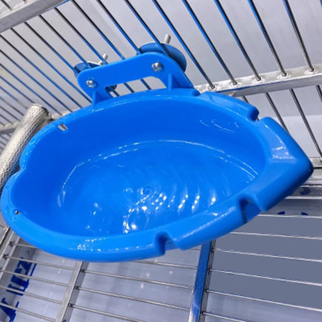 Parrot Food Tray Multifunction Creative Blue Bathtub Animal Cage Standing Wash Shower Box Bird Toys Pet Cleaning Products 3