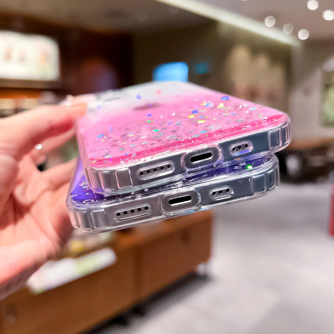 حافظة ترتر لامعة متدرجة لهاتف آيفون 16 15 14 13 12 11 Pro Mini XR XS Max 8 7 6 6S Plus SE 2 3 مغناطيسية لتغطية Magsafe