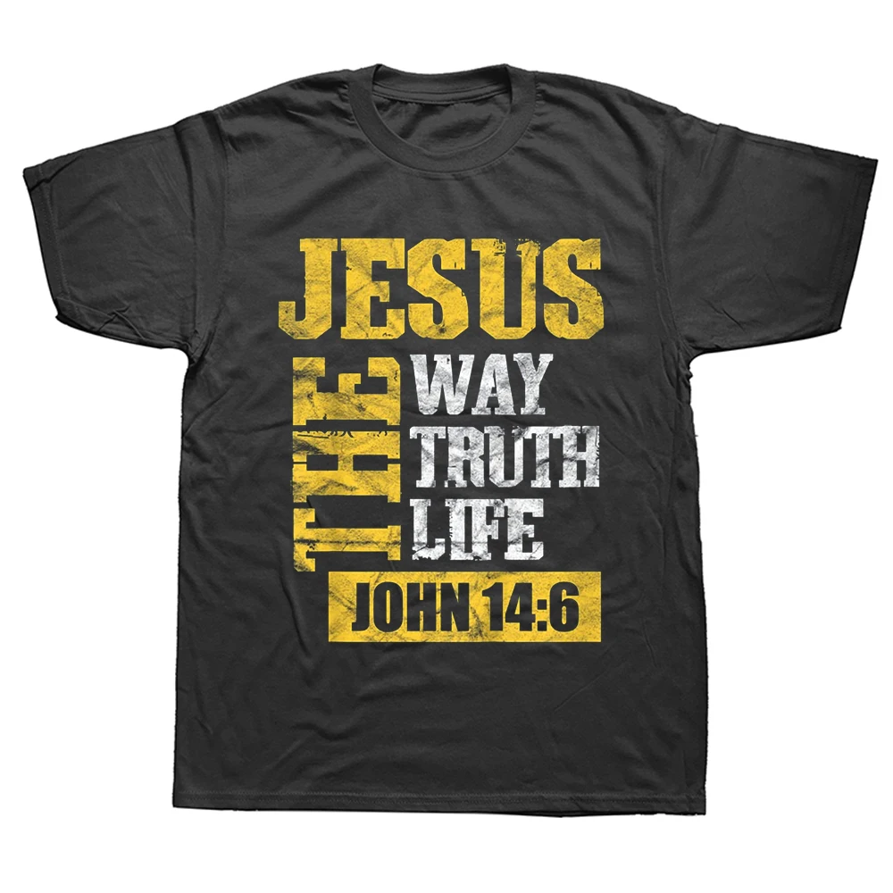 

Jesus The Way Truth Life John 146 Christian T Shirts Graphic Casual Cotton Streetwear Short Sleeve Summer Men EU Size Tshirt