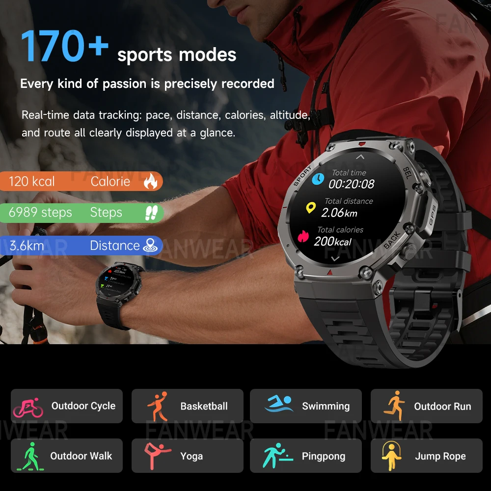 T-Rex 3 المدمج في ثنائي النطاق GPS ساعة ذكية الرجا...